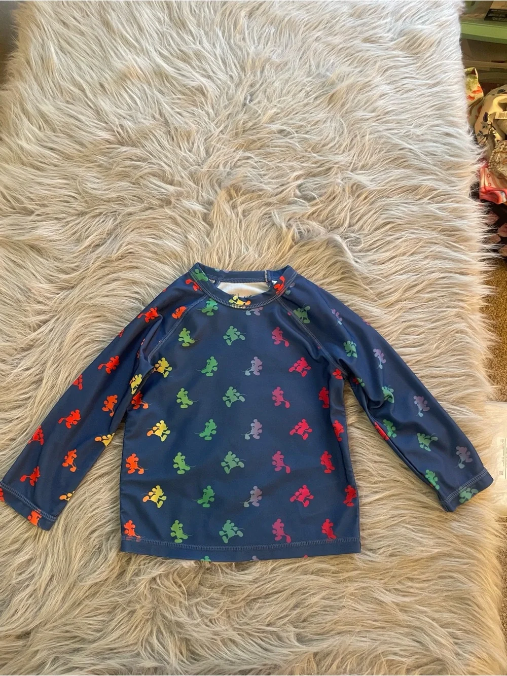 🛒Baby GAP Navy Long-Sleeve Kids Swim Rashguard with Multicolor Mickey Mouse